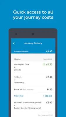 TfL Oyster and contactless android App screenshot 2